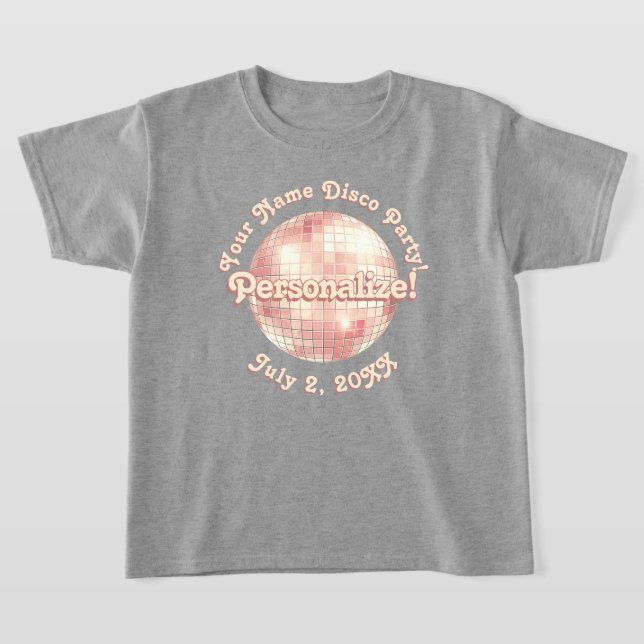 Rose Gold Retro Diskokula PERSONALISERAD T-Shirt (Laydown)