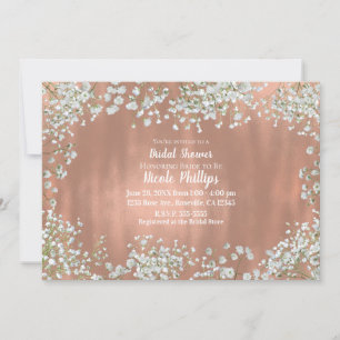 Rose Gold Röda kinder Rosa Vita Babysand Bröllop Inbjudningar