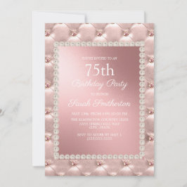 Rose Gold Röda Rosa Vita 75-årsfirande Inbjudningar