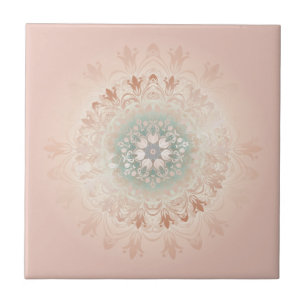 Rose Gold Rodnad Blommig Mandala Kakelplatta