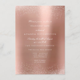 Rose Gold Rodnad Glitter Gnistrande Sand Bröllop F Inbjudningar