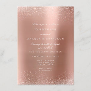 Rose Gold Rodnad Glitter Gnistrande Sand Bröllop F Inbjudningar