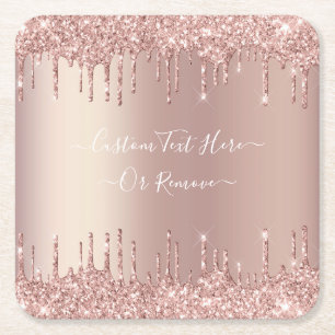 Rose Gold Rodnad Glitter Pappersunderlägg Anpassad Underlägg Papper Kvadrat