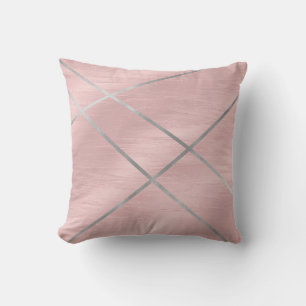 Rose Gold Rodnad Rosa & Silver Linjer Kudde
