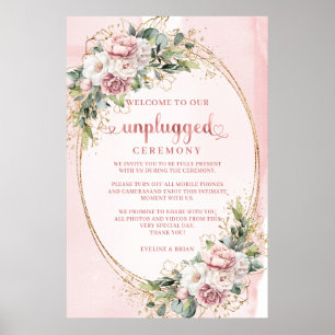 Rose Gold Rosa Blommig Boho Oupplad Ceremoni Poster