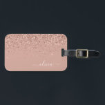 Rose Gold Rosa Flicka Glitter Monogram Bagagebricka<br><div class="desc">Rose Guld - Rosa Rosa Glänsande Glitter Monogram Namn Resväska Bag Tag. Detta gör den perfekta söta 16-årspresenten,  bröllop,  bröllopsfest,  baby shower eller möhippa present för någon som dekorerar sitt rum med stil.</div>
