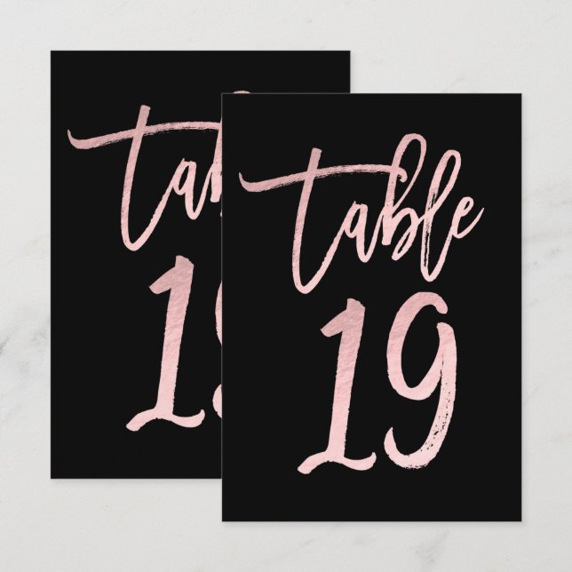 Rose Gold Rosa Folie Modern Skript Bord Nummer 19 Inbjudningar (Fram/baksida)