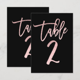 Rose Gold Rosa Folie Modern Skript Bord Nummer 2 Inbjudningar