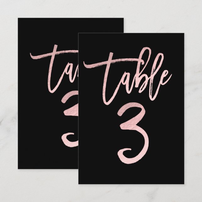Rose Gold Rosa Folie Modern Skript Bordskort 3 (Fram/baksida)