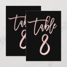 Rose Gold Rosa Folie Modernt Skript Bordnummer 8