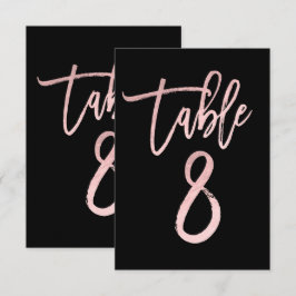 Rose Gold Rosa Folie Modernt Skript Bordnummer 8 Inbjudningar