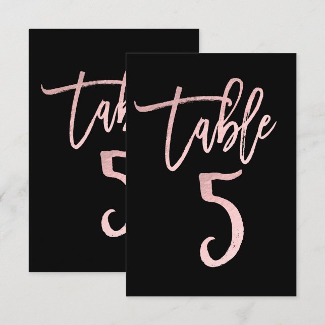 Rose Gold Rosa Folie Modernt Skript Bordskort 5 (Fram/baksida)