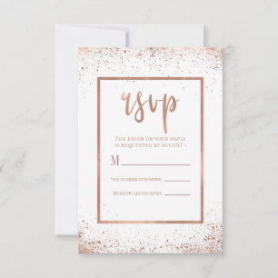 Rose Gold Rosa Glam Modern Chic Bröllop RSVP OSA Kort