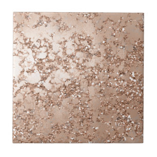 Rose Gold Rosa Glamour Glitter Sprakande Vägg Kakelplatta