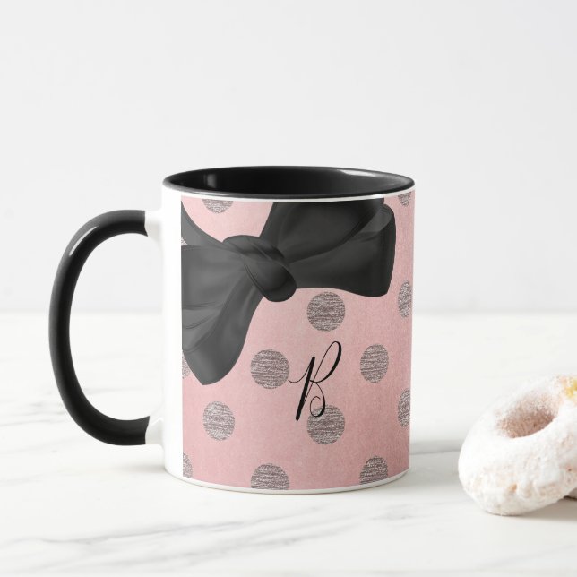 Rose Gold Rosa Glans Glamour Prickar Modern Chic Mugg (Med munk)