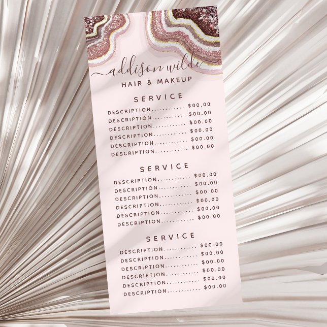 Rose Gold Rosa Glitter Agat Geod Reklamkort (Skapare uppladdad)