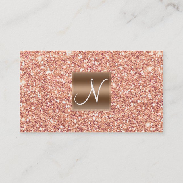 Rose Gold Rosa Glitter Chic Glam Glitzy Salong Spa Visitkort (Framsida)