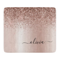 Rose Gold - Rosa Glitter Metall Monogram Namn
