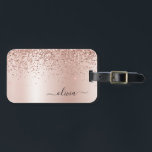 Rose Gold - Rosa Glitter Metall Monogram Namn Bagagebricka<br><div class="desc">Rose Gold - Rosa Falsk Folie Metallisk Glitter Borstad Metall Monogram Namn och Initial Väska eller Bagage Tag. Detta gör den perfekta söta 16-års födelsedag,  bröllop,  bröllops shower,  årsdag,  baby shower eller möhippa present för någon som älskar glam luxuöst och chic stilar.</div>