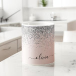 Rose Gold - Rosa Glitter Silver Monogram Kaffemugg<br><div class="desc">Rose Gold - Rosa och Silver Falsk Folie Metallisk Glitter Borstad Metall Monogram Namn och Initial Kaffe Kopp eller Mugg. Detta gör den perfekta söta 16-års födelsedag,  bröllop,  bröllops shower,  årsdag,  baby shower eller möhippa present för någon som älskar glam luxuöst och chic stilar.</div>