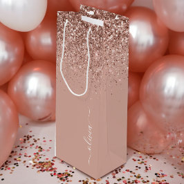 Rose Gold Rosa Glitter Skript Monogram Girly