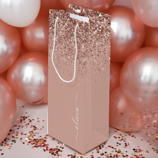 Rose Gold Rosa Glitter Skript Monogram Girly (Skapare uppladdad)