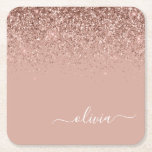 Rose Gold Rosa Glitter Skript Monogram Girly Underlägg Papper Kvadrat<br><div class="desc">Rose Guld - Rosa Rosa Gnistrande Glitter Skript Monogram Namn Pappers Coasters. Detta gör den perfekta examen,  födelsedag,  bröllop,  bröllopsdusch,  årsdag,  baby shower eller möhippa present för någon som älskar glamör lyx och chic stilar.</div>