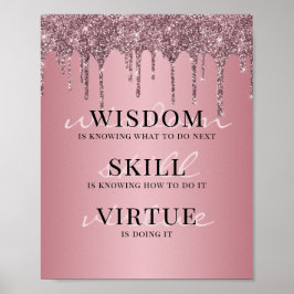 Rose Gold Rosa Glitterdroppar Motivationscitat Poster