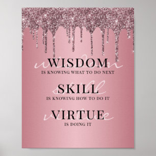 Rose Gold Rosa Glitterdroppar Motivationscitat Poster