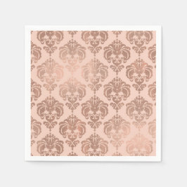 Rose Gold Rosa Modern Glam Damask Pappersservett