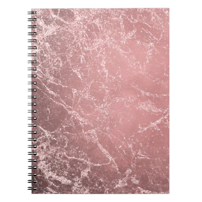 Rose Gold Rosa Modern Trendig Glamour Marmor Chic Anteckningsbok (Framsidan)