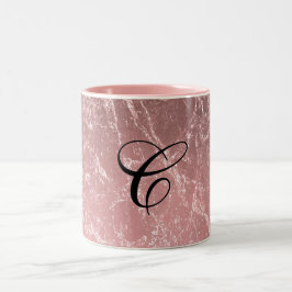 Rose Gold Rosa Modern Trendig Glamour Marmor Chic Två-Tonad Mugg