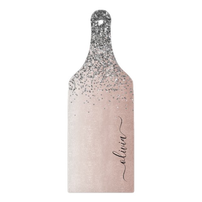 Rose Gold - Rosa Rosa Silverglitter Monogram (Framsidan)