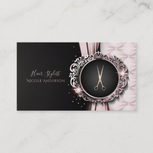 Rose Gold Rosa & Svart Lyx Frisör Visitkort