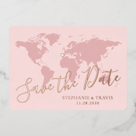 Rose Gold Rosa Världskarta Spara Datum
