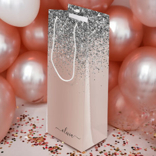Rose Gold - Rosabränd Rosa Silverglitter Monogram