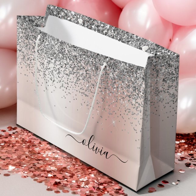 Rose Gold - Rosabränd Rosa Silverglitter Monogram (Skapare uppladdad)