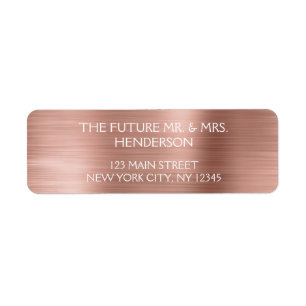 Rose Gold - Rosaröd Modern Bröllop Returadress Etikett