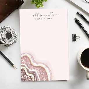 Rose Gold Rosé Glitter Agat Geod Företag Post-it Block