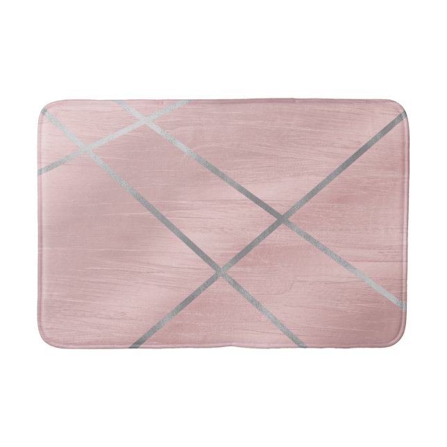 Rose Gold Rosén Rosa & Silver Linjer Badrumsmatta (Framsidan)