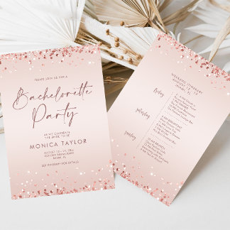 Rose Gold Sällskapsresa Itinerary Schema Inbjudningar