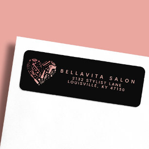 Rose Gold Salon Heart Frisör Returadress Etikett