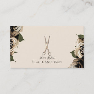 Rose Gold Salong Frisör Sax Glam Roses Visitkort
