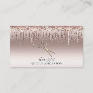 Rose Gold Salong Frisör Sax Rosa Glitter Visitkort