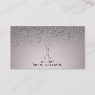 Rose Gold Salong Frisör Sax Rosa Grå Glitter Visitkort