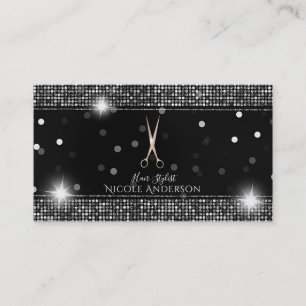 Rose Gold Salong Frisör Sax Silver Glitter Visitkort