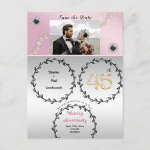 Rose Gold Sapphire 45-årsjubileum Spara datumet Vykort