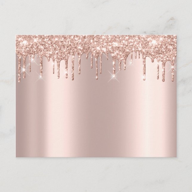 Rose Gold Sark Dropp Minimal Enkel Glam Meddelande Vykort (Framsida)