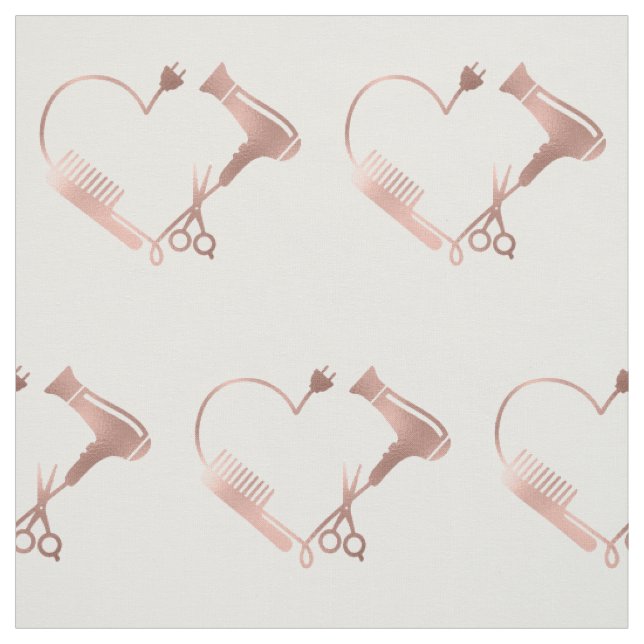 Rose Gold Sax Hårstylist Salong Mönster Tyg (Provkarta)