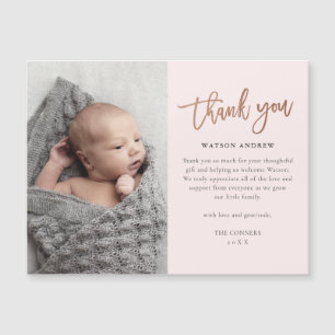 Rose Gold Script Baby Tack Magnetkort